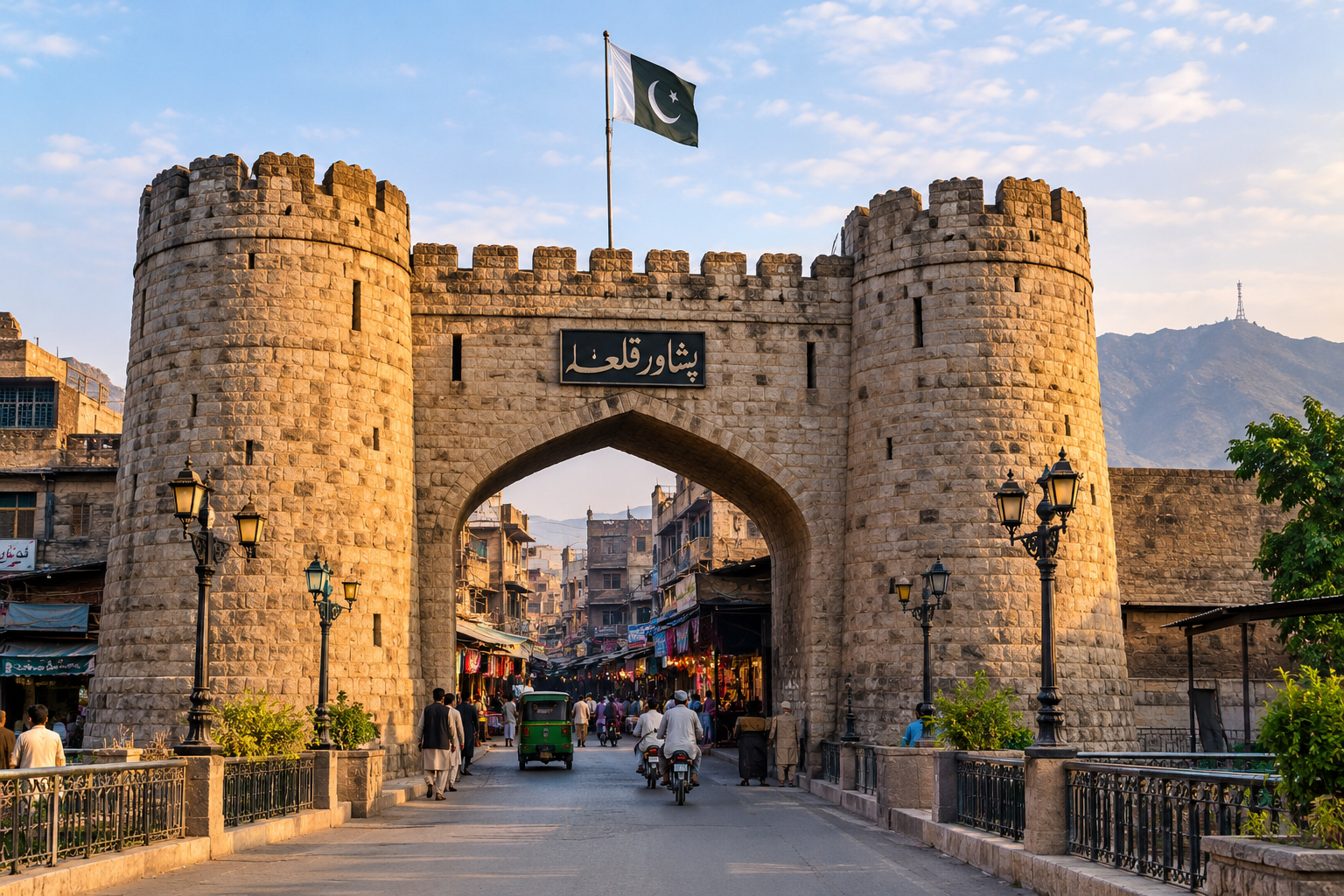 Architectural details representing Peshawar